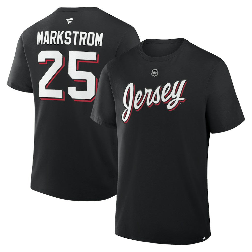 Jacob Markstrom New Jersey Devils Fanatics Authentic Stack Name & Number T-Shirt - Black T-shirts