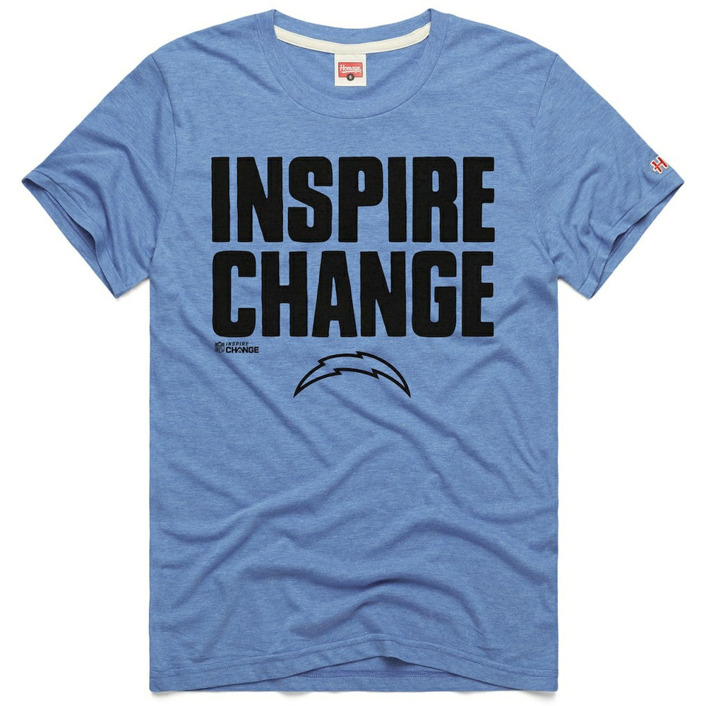 Los Angeles Chargers Homage Unisex 2024 Inspire Change Tri-Blend T-Shirt - Light Blue for sale