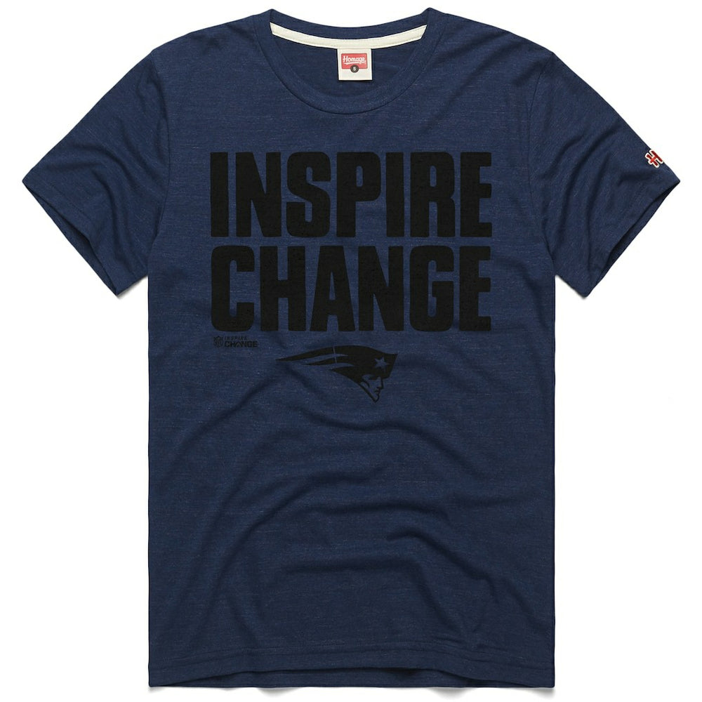 New England Patriots Homage Unisex 2024 Inspire Change Tri-Blend T-Shirt - Navy on sale