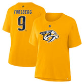 Filip Forsberg Nashville Predators Fanatics Women's Authentic Stack Name & Number T-Shirt - Gold T-shirts