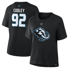 Logan Cooley Utah Mammoth Fanatics Women's Authentic Stack Name & Number T-Shirt - Black T-shirts