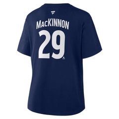 Nathan MacKinnon Colorado Avalanche Fanatics Women's Authentic Stack Name & Number T-Shirt - Navy T-shirts