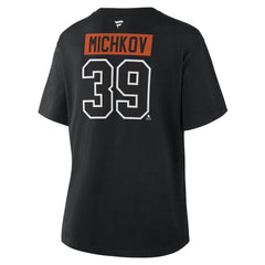 Matvei Michkov Philadelphia Flyers Fanatics Women's Authentic Stack Name & Number T-Shirt - Black T-shirts