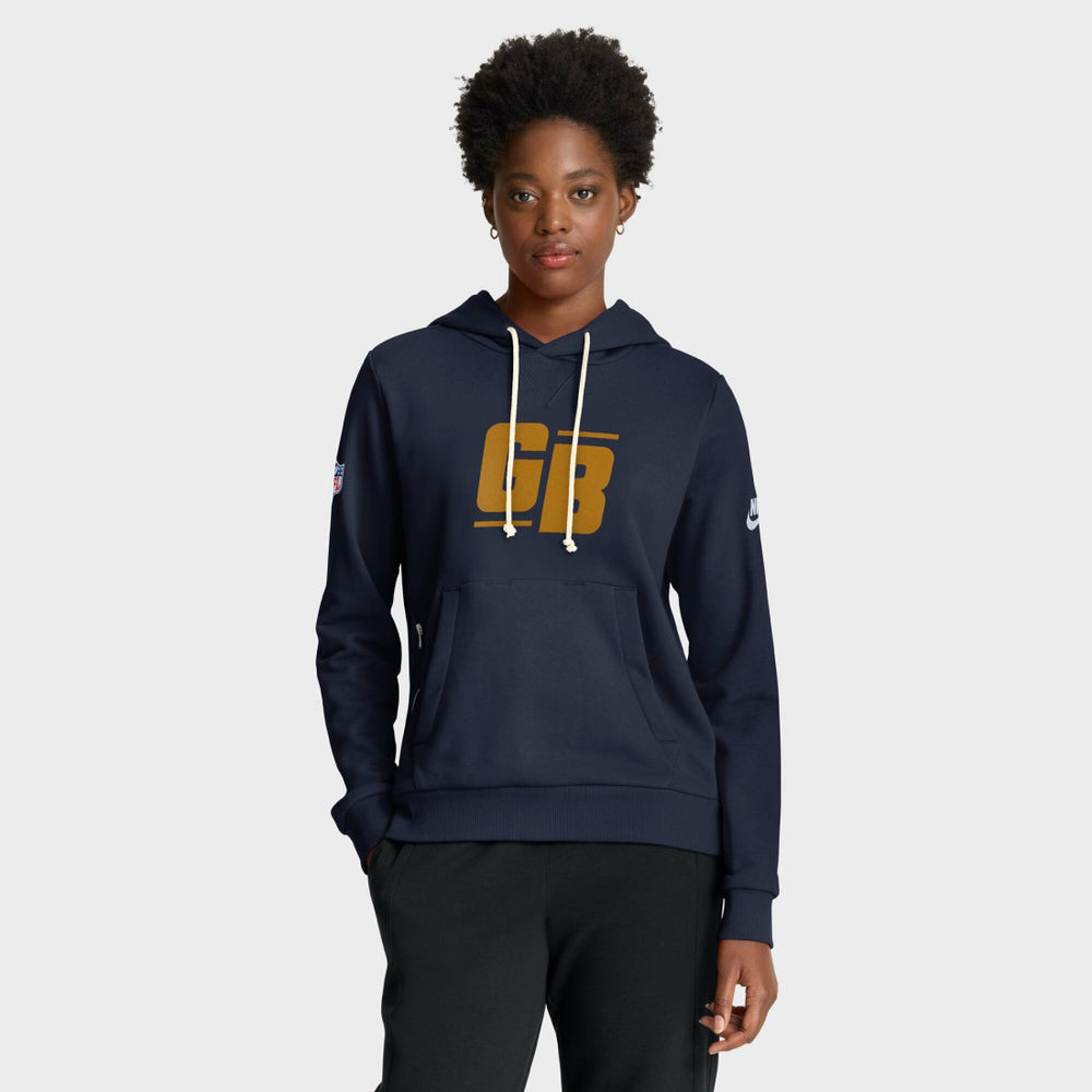 Green Bay Packers Women's Sideline Standard Issue Dri-FIT Hoodie - Navy for sale