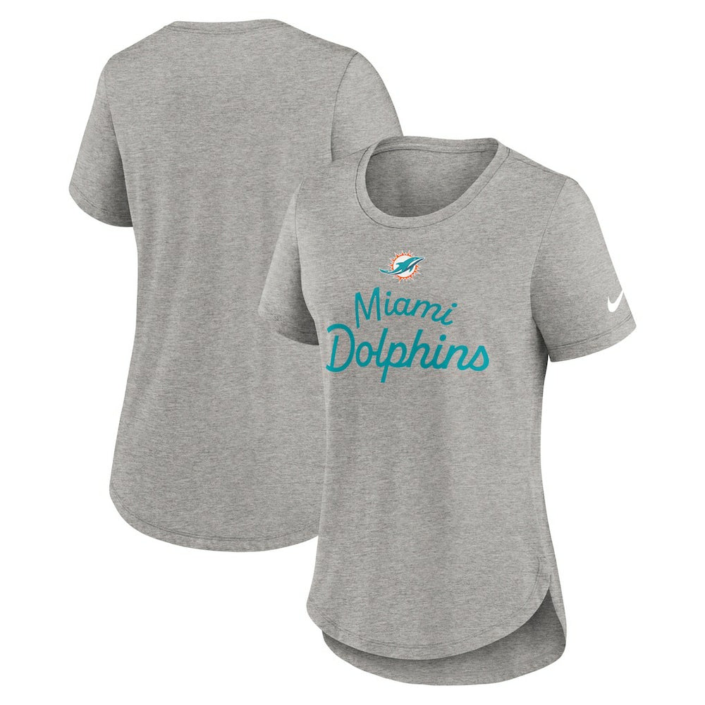 Miami Dolphins Women's Script Tri-Blend T-Shirt - Gray discount
