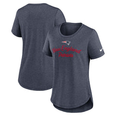 New England Patriots Women's Script Tri-Blend T-Shirt - Navy sale