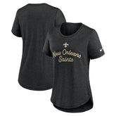 New Orleans Saints Women's Script Tri-Blend T-Shirt - Black on sale