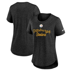 Pittsburgh Steelers Women's Script Tri-Blend T-Shirt - Black outlet