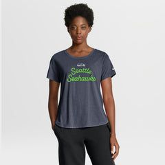 Seattle Seahawks Women's Script Tri-Blend T-Shirt - College Navy online