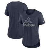 Dallas Cowboys Women's Script Tri-Blend T-Shirt - Heather Navy sale