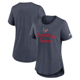 Houston Texans Women's Script Tri-Blend T-Shirt - Navy discount