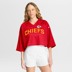 Kansas City Chiefs Women's Primetime Cropped Mesh Dri-FIT Fashion Jersey - Red cheap