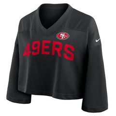 San Francisco 49ers Women's Primetime Cropped Mesh Dri-FIT Fashion Jersey - Black sale