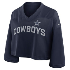 Dallas Cowboys Women's Primetime Cropped Mesh Dri-FIT Fashion Jersey - Navy for sale