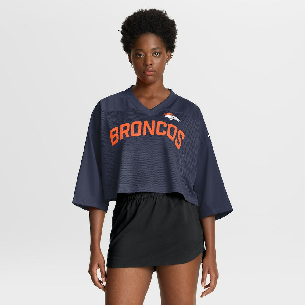 Denver Broncos Women's Primetime Cropped Mesh Dri-FIT Fashion Jersey - Navy cheap