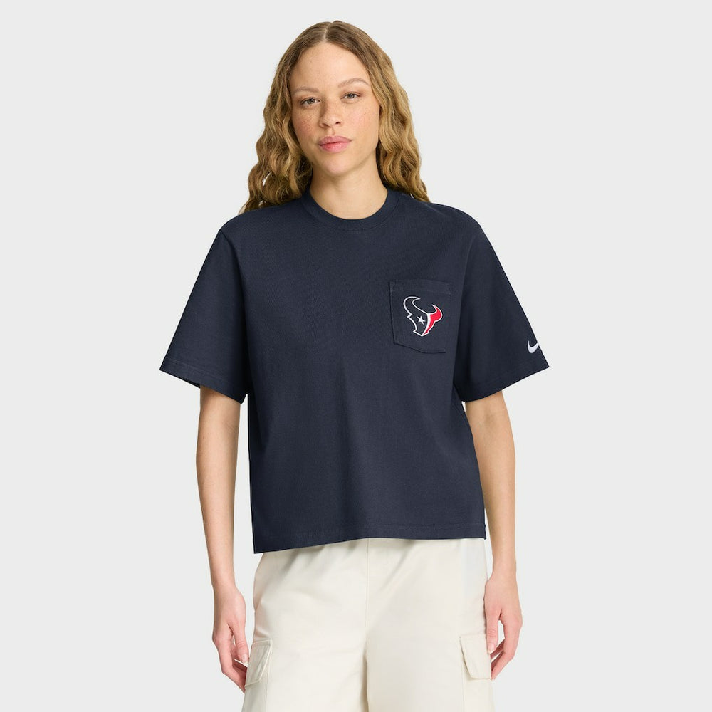 Houston Texans Women's Rewind Pocket Boxy T-Shirt - Navy online