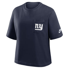 New York Giants Women's Rewind Pocket Boxy T-Shirt - Royal discount