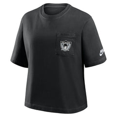 Las Vegas Raiders Women's Rewind Pocket Boxy T-Shirt - Black on sale