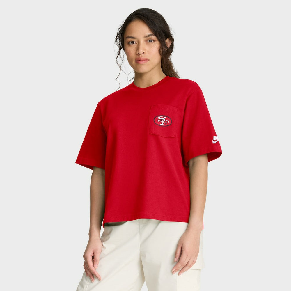 San Francisco 49ers Women's Rewind Pocket Boxy T-Shirt - Scarlet online