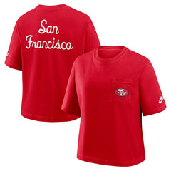 San Francisco 49ers Women's Rewind Pocket Boxy T-Shirt - Scarlet online