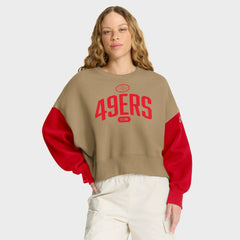 San Francisco 49ers Women's Oversized Rewind Pullover Sweatshirt - Tan outlet