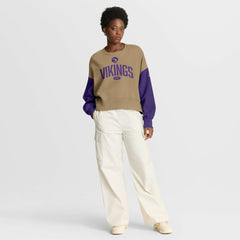 Minnesota Vikings Women's Oversized Rewind Pullover Sweatshirt - Tan cheap