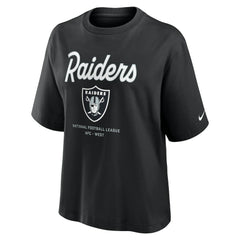 Las Vegas Raiders Women's Essential Script Relaxed Boxy T-Shirt - Black discount
