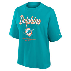 Miami Dolphins Women's Essential Script Relaxed Boxy T-Shirt - Aqua discount