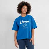 Detroit Lions Women's Essential Script Relaxed Boxy T-Shirt - Blue for sale