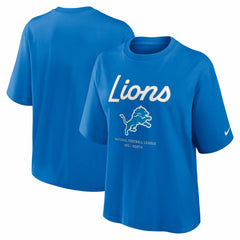 Detroit Lions Women's Essential Script Relaxed Boxy T-Shirt - Blue for sale