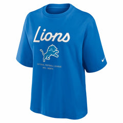 Detroit Lions Women's Essential Script Relaxed Boxy T-Shirt - Blue for sale