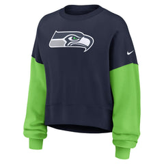 Seattle Seahawks Women's Oversized Color-Block Pullover Sweatshirt - College Navy cheap