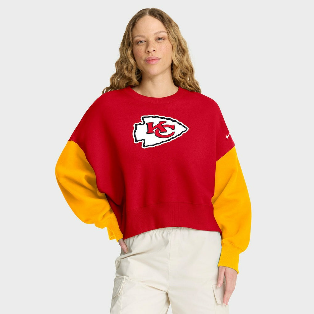 Kansas City Chiefs Women's Oversized Color-Block Pullover Sweatshirt - Red outlet