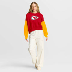 Kansas City Chiefs Women's Oversized Color-Block Pullover Sweatshirt - Red outlet