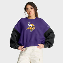 Minnesota Vikings Women's Oversized Color-Block Pullover Sweatshirt - Purple discount