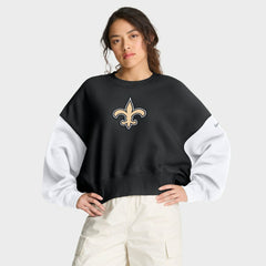 New Orleans Saints Women's Oversized Color-Block Pullover Sweatshirt - Black cheap