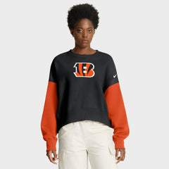 Cincinnati Bengals Women's Oversized Color-Block Pullover Sweatshirt - Black on sale