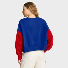 Buffalo Bills Women's Oversized Color-Block Pullover Sweatshirt - Royal on sale