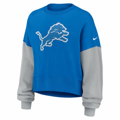 Detroit Lions Women's Oversized Color-Block Pullover Sweatshirt - Blue cheap
