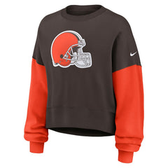 Cleveland Browns Women's Oversized Color-Block Pullover Sweatshirt - Brown for sale