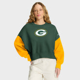 Green Bay Packers Women's Oversized Color-Block Pullover Sweatshirt - Green for sale