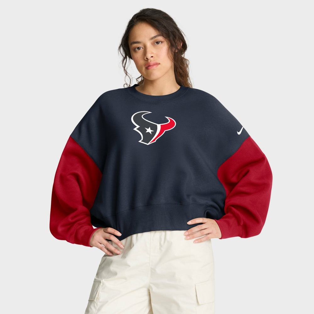 Houston Texans Women's Oversized Color-Block Pullover Sweatshirt - Navy outlet