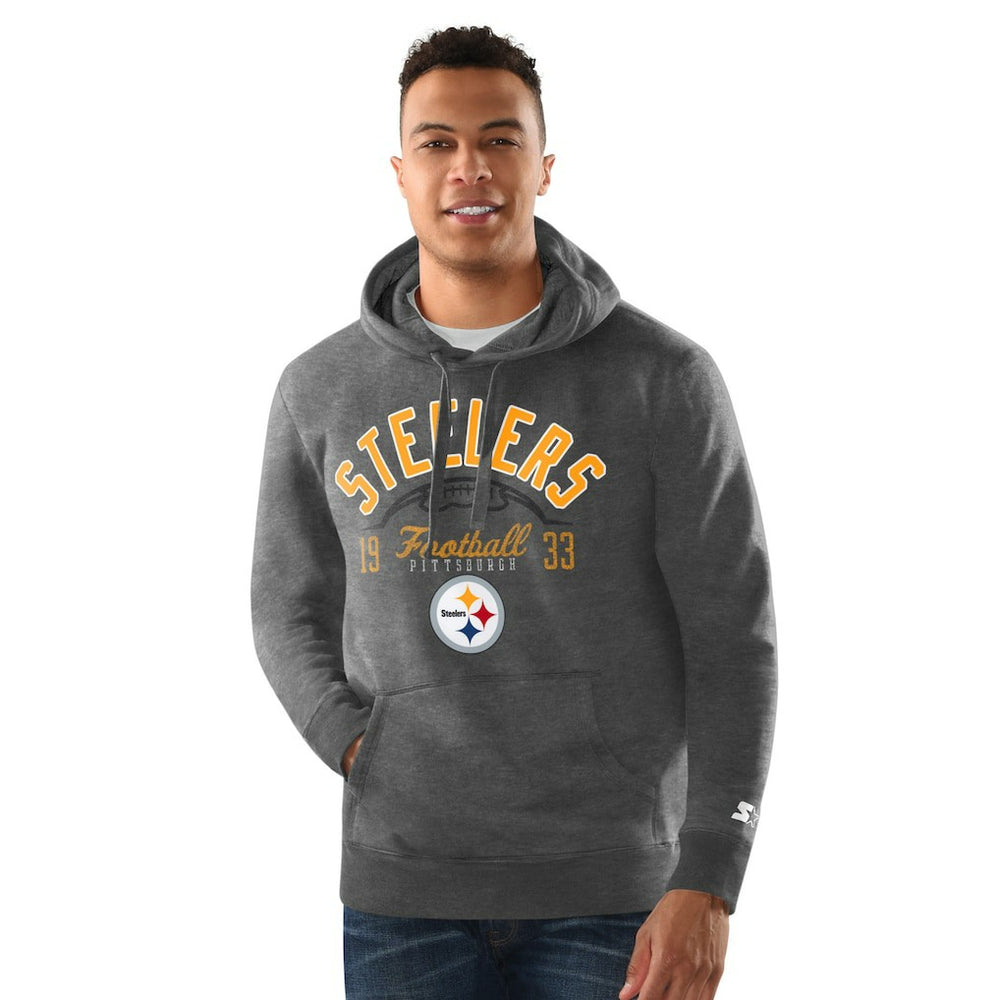 Pittsburgh Steelers Starter Pullover Hoodie - Heather Gray for sale