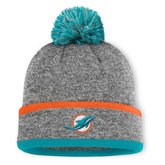 Miami Dolphins Motion Cuffed Knit Hat with Pom - Heather Gray outlet