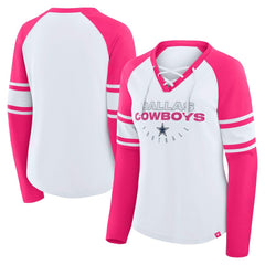 Dallas Cowboys Women's White/Pink NFL Womens Redzone Bling Lace Up LST sale