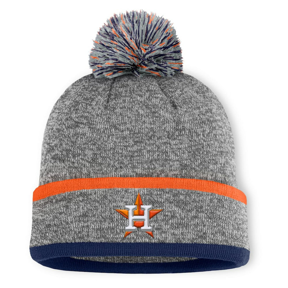 Houston Astros Backstop Cuffed Knit Hat with Pom Heather Gray