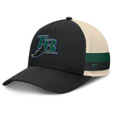 Tampa Bay Rays Inherited Side Stripe Trucker Adjustable Hat Black/Natural