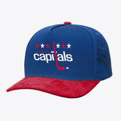 Washington Capitals Mitchell & Ness May Flowers Pro Crown Adjustable Hat - Blue/Red Hats