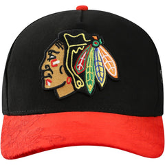 Chicago Blackhawks Mitchell & Ness May Flowers Pro Crown Adjustable Hat - Black/Red Hats