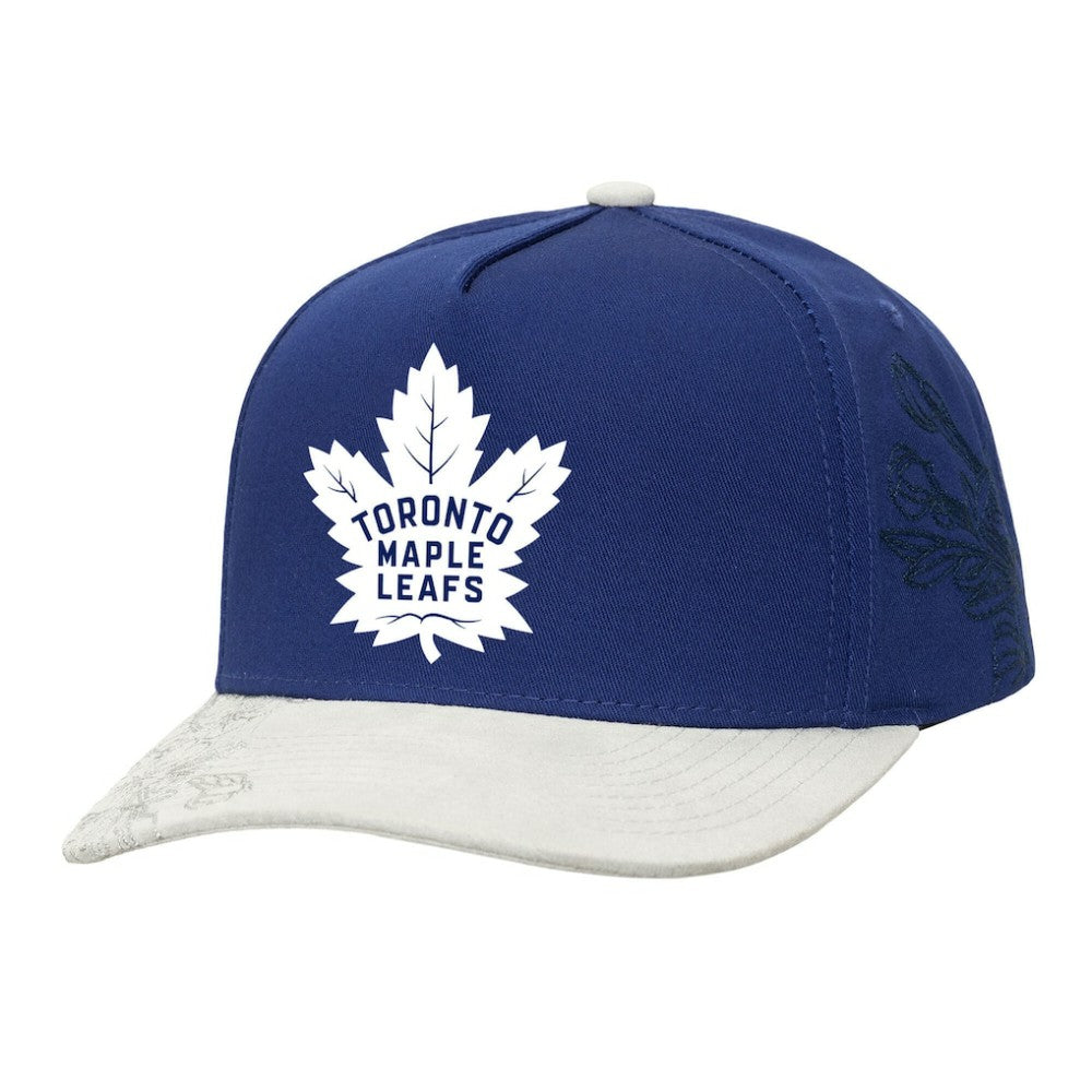 Toronto Maple Leafs Mitchell & Ness May Flowers Pro Crown Adjustable Hat - Blue/Gray Hats